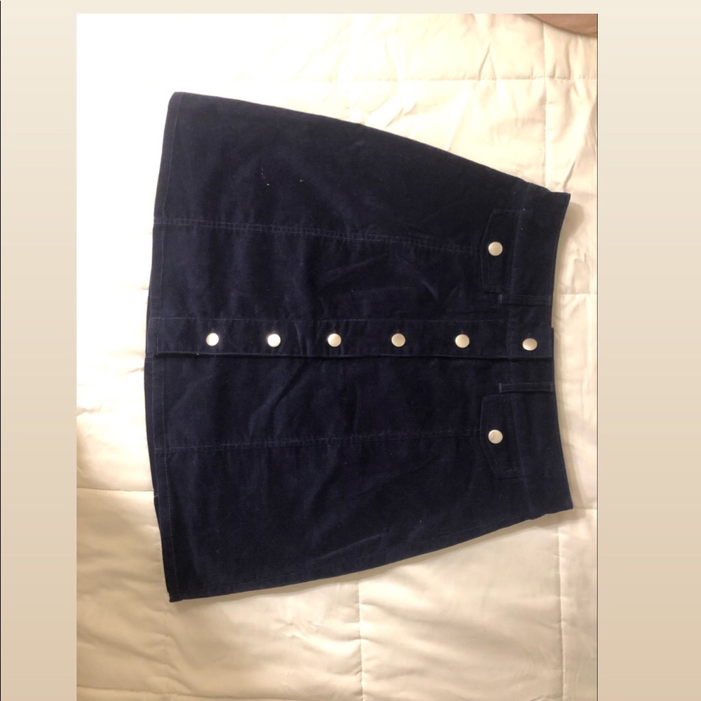 navy blue suede skirt